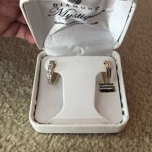 Gold over sterling silver diamond earrings/hoops